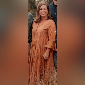 Anthropologie Rust Tiered Maxi Dress